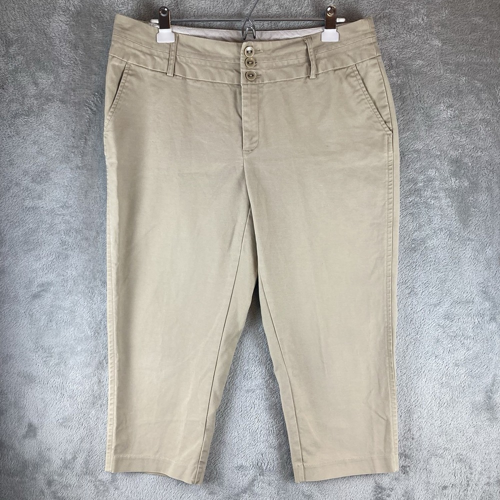 Ana A New Approach Pants Women's Size 16W Chino Crop Khaki‎ Tan Stretch